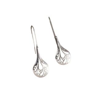 Waterdrop Cut Metal Silver Drop Earrings